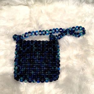 Blue Beaded Shoulder Bag
